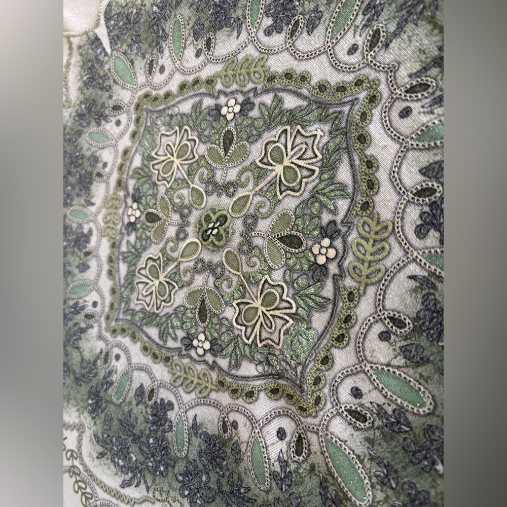 Vtg Tangents 3/4 Sleeve Bohemian Shirt Green Floral No Size Fairy Whimsical Y2K - Picture 7 of 10